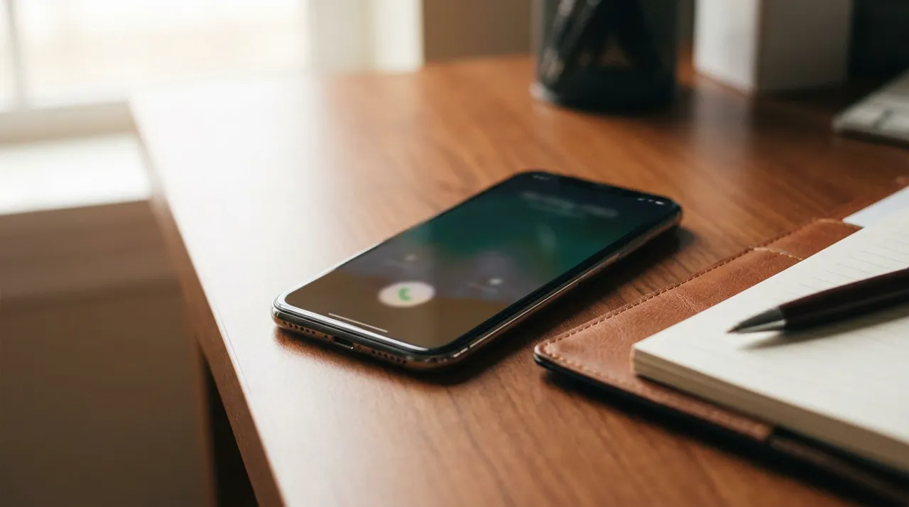 A smartphone showing an incoming call on a desk — what to say to an insurance adjuster after a Florida crash