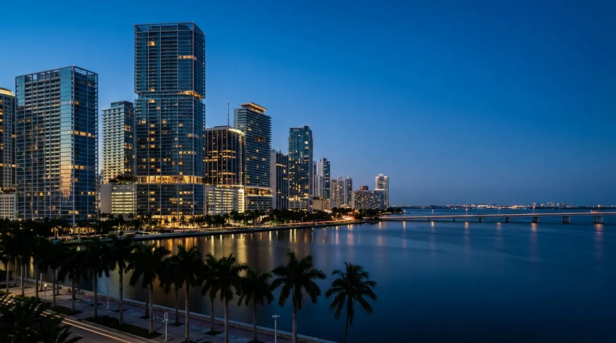 South Florida downtown skyline at dusk